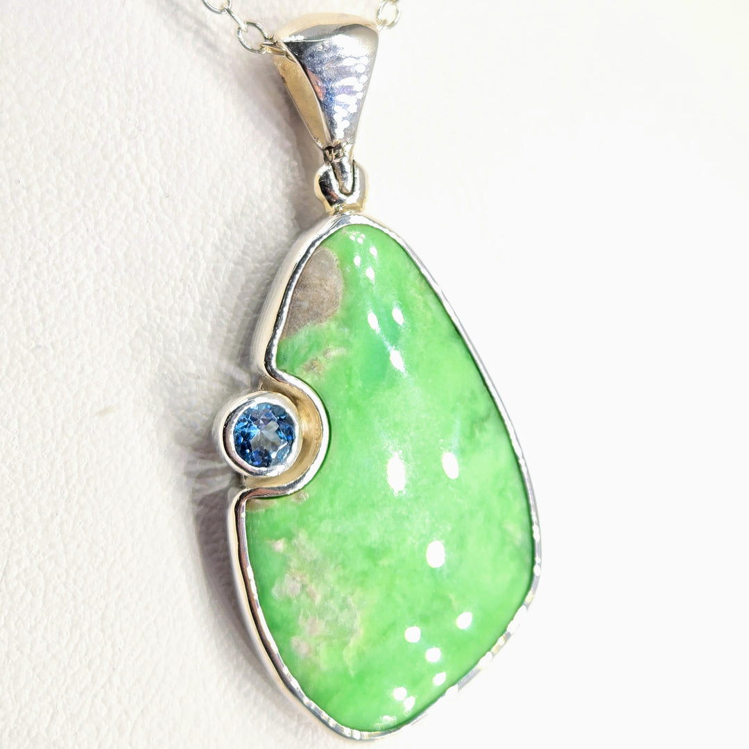 "Creme de Menthe" Pendant Necklace - Variscite, Topaz, Sterling