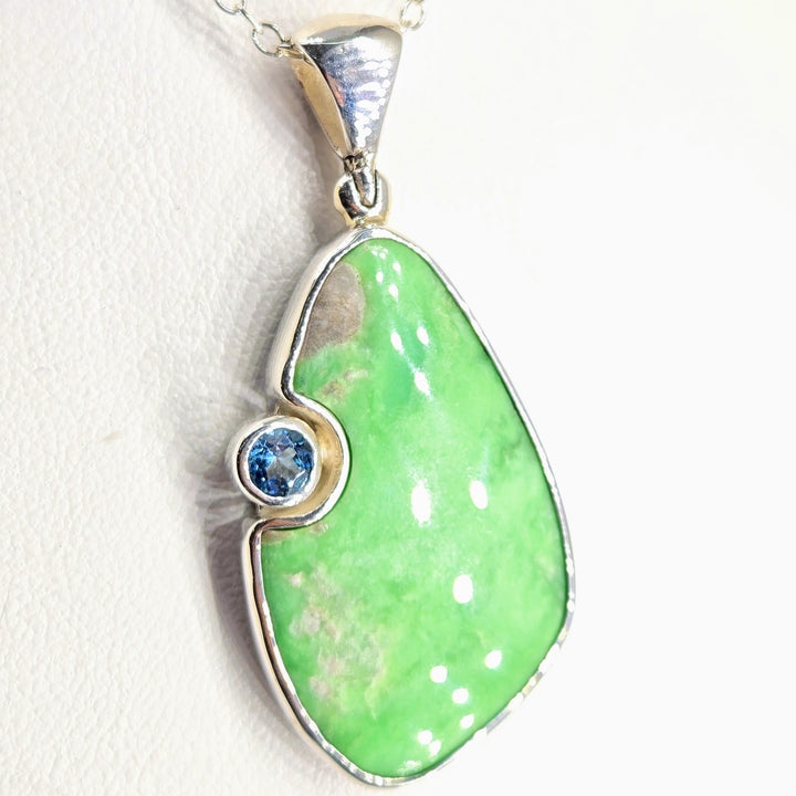 "Creme de Menthe" Pendant Necklace - Variscite, Topaz, Sterling