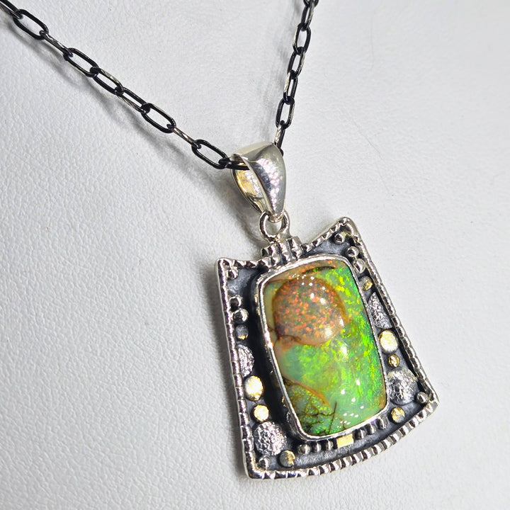 "Verdantist" Pendant Necklace - Opal, Sterling