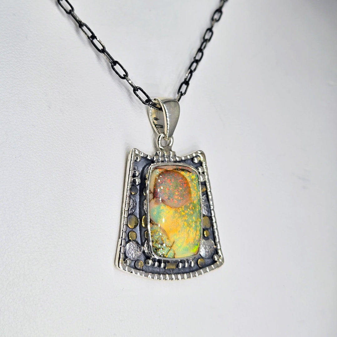 "Verdantist" Pendant Necklace - Opal, Sterling