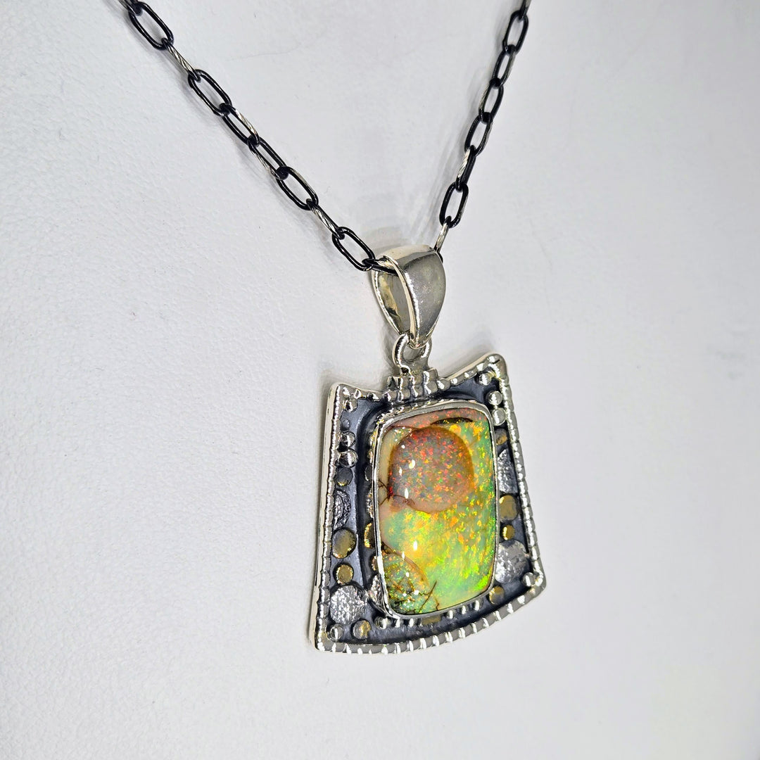 "Verdantist" Pendant Necklace - Opal, Sterling