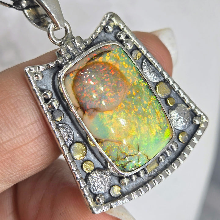 "Verdantist" Pendant Necklace - Opal, Sterling