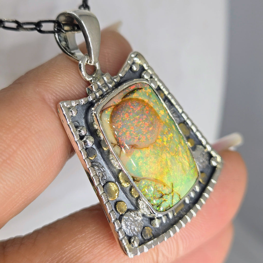 "Verdantist" Pendant Necklace - Opal, Sterling