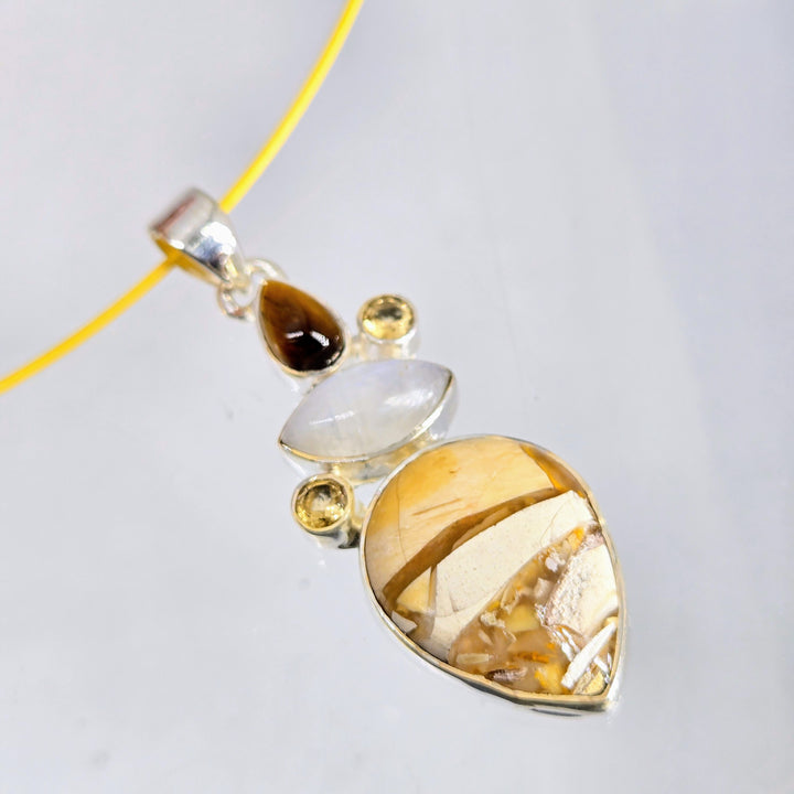 "Butter Creamy-licious!" 2" Pendant - Jasper,  Moonstone, Citrine, Tiger Eye, Sterling
