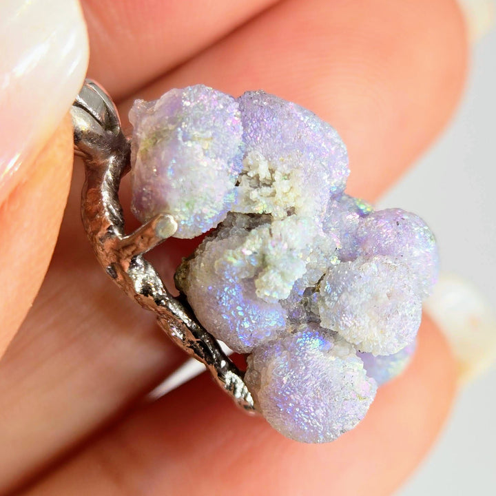 "Cluster" Pendant Necklace - Botryoidal Grape Druzy Agate, Sterling