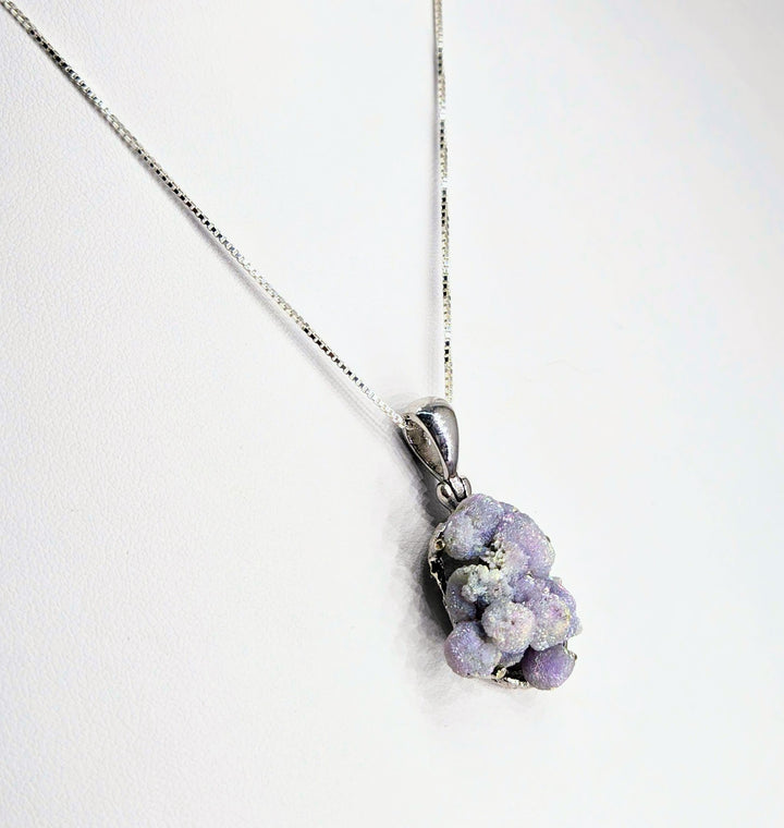 "Cluster" Pendant Necklace - Botryoidal Grape Druzy Agate, Sterling