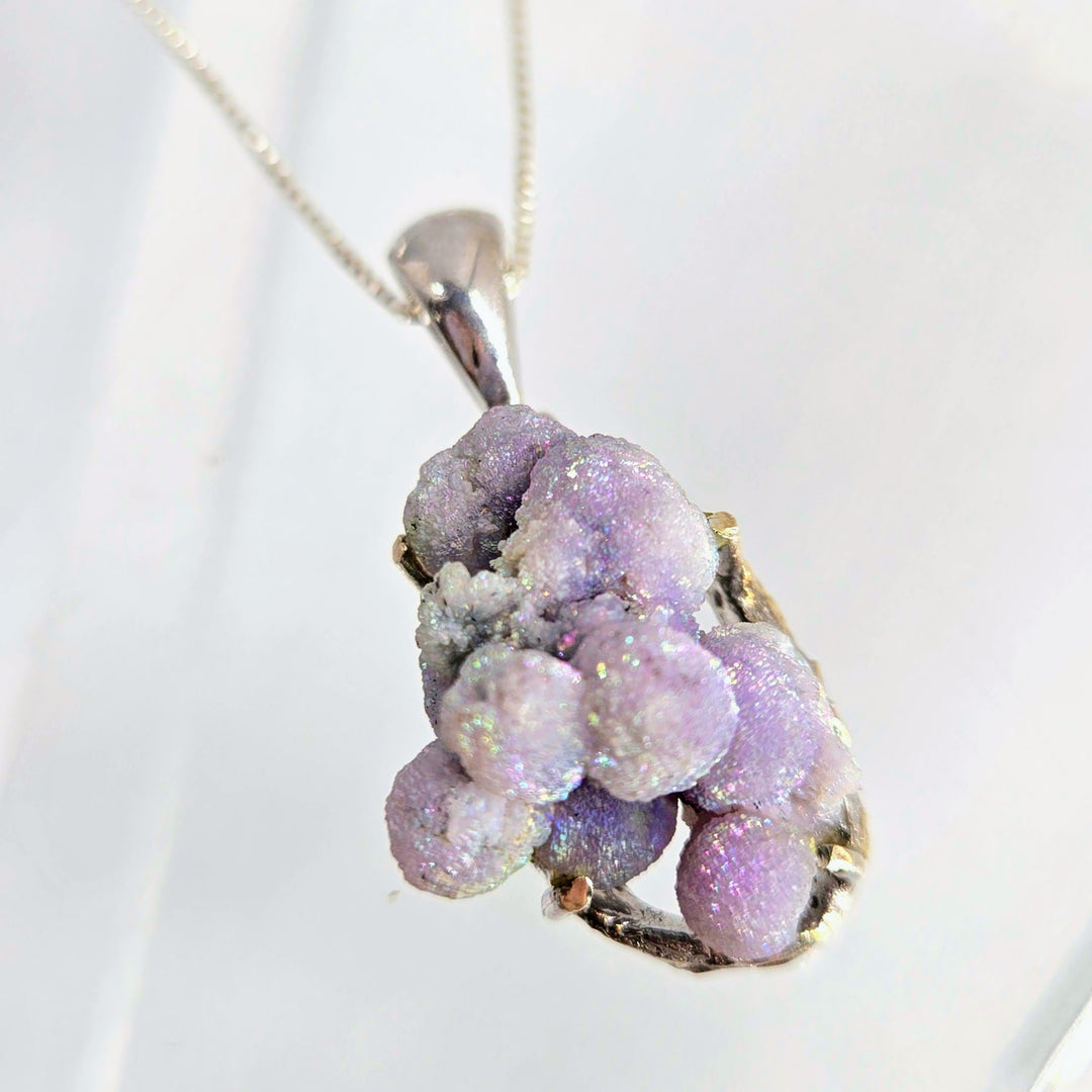 "Cluster" Pendant Necklace - Botryoidal Grape Druzy Agate, Sterling