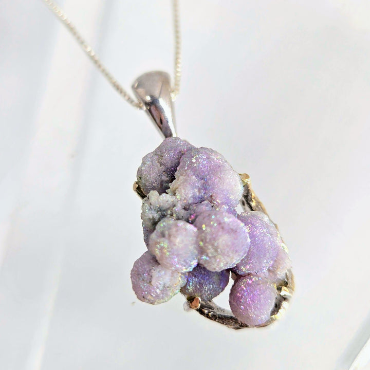 "Cluster" Pendant Necklace - Botryoidal Grape Druzy Agate, Sterling
