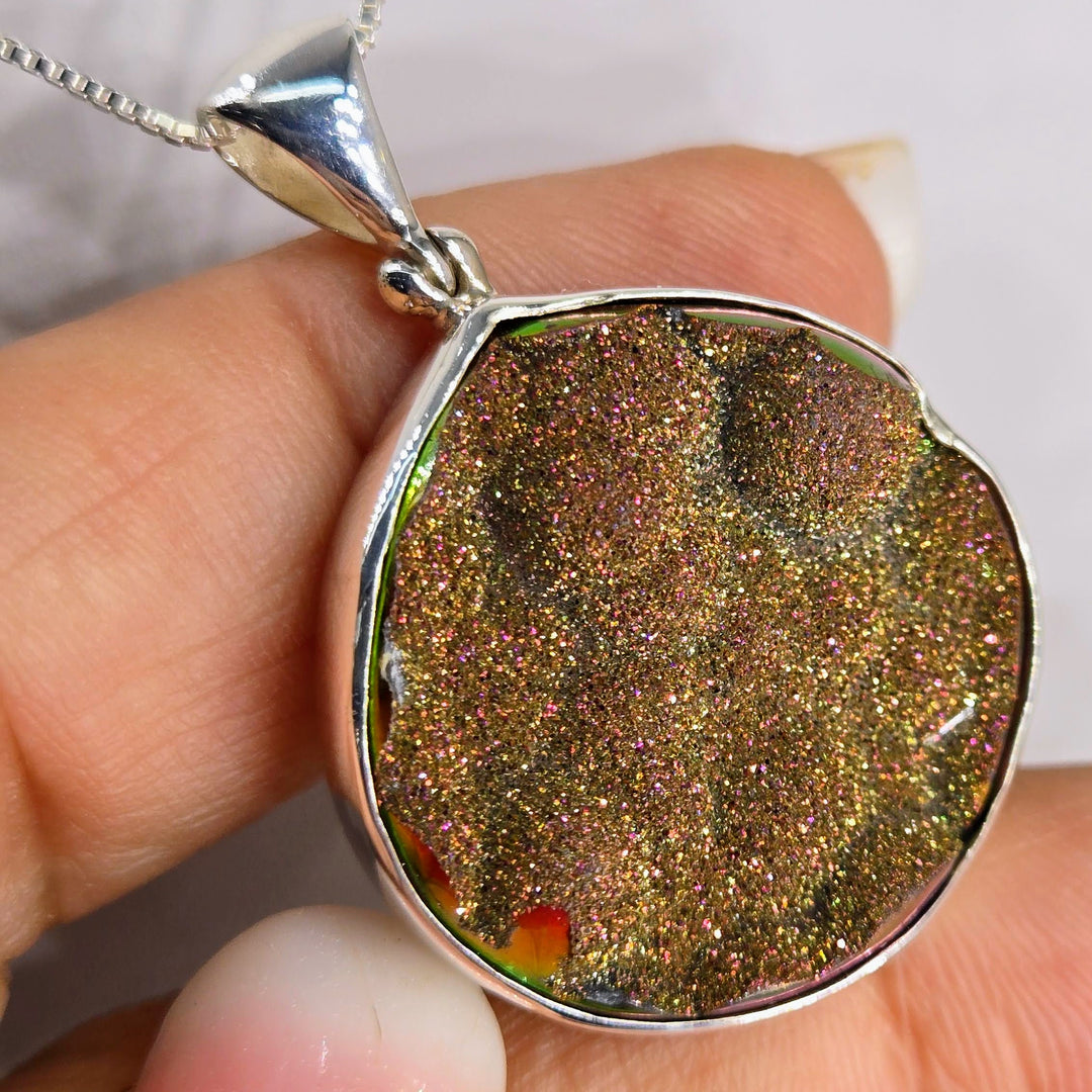 "Sundown Sparkles" Pendant Necklace - Titanium Druzy, Sterling
