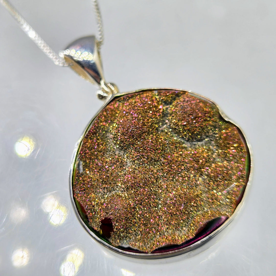 "Sundown Sparkles" Pendant Necklace - Titanium Druzy, Sterling