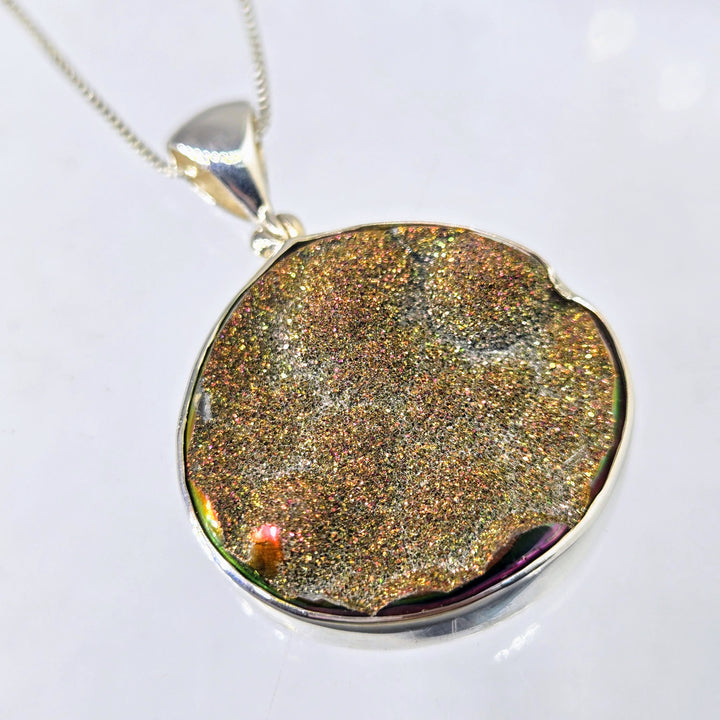 "Sundown Sparkles" Pendant Necklace - Titanium Druzy, Sterling