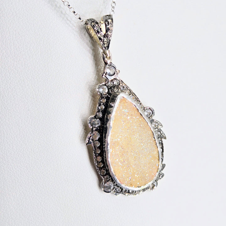 "Sugar!" Pendant Necklace - Druzy, Topaz, Sterling