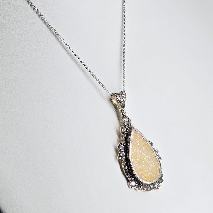 "Sugar!" Pendant Necklace - Druzy, Topaz, Sterling