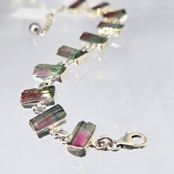 "Watermelon Wonders!" 6.5" - 8" Bracelet - Tourmaline, Sterling