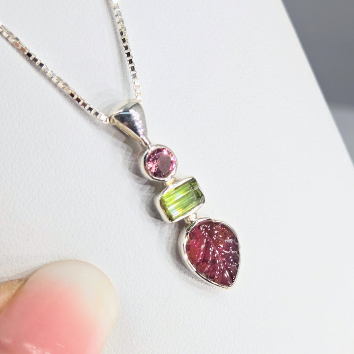 "Berry Beautiful" Pendant Necklace - Tourmaline, Sterling