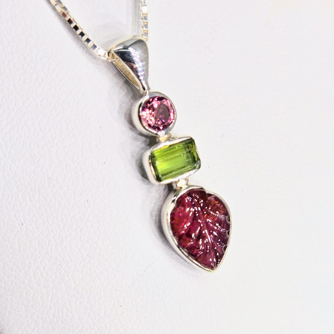 "Berry Beautiful" Pendant Necklace - Tourmaline, Sterling