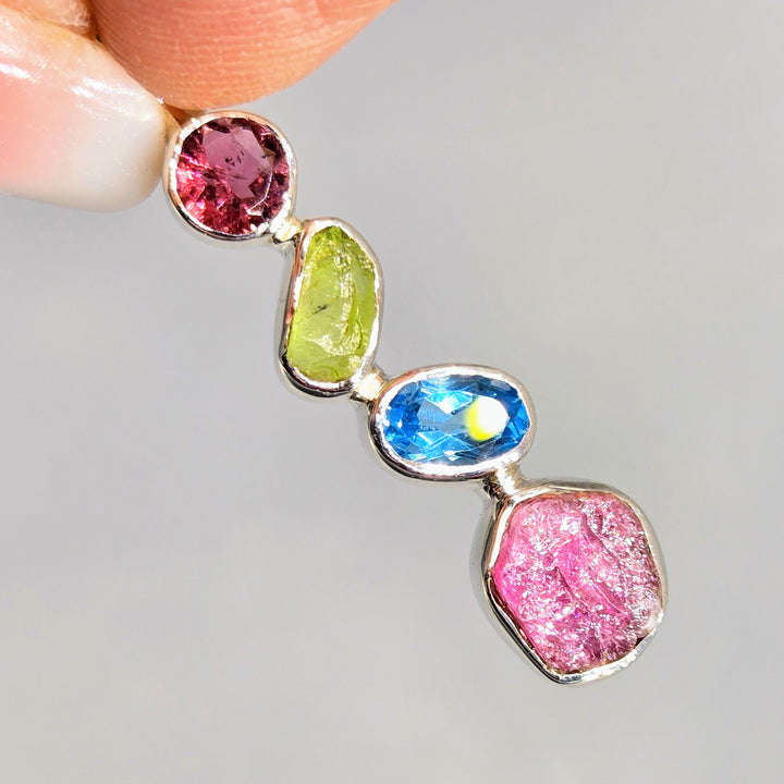"Berries & Blue" Pendant Necklace - Tourmaline, Topaz, Sterling