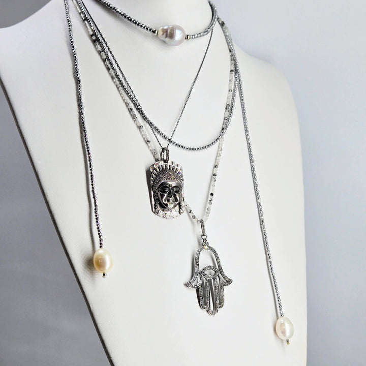 "Lady Lasso" 40" Necklace - Pearls, Hematite (Available In 3 Colors!)
