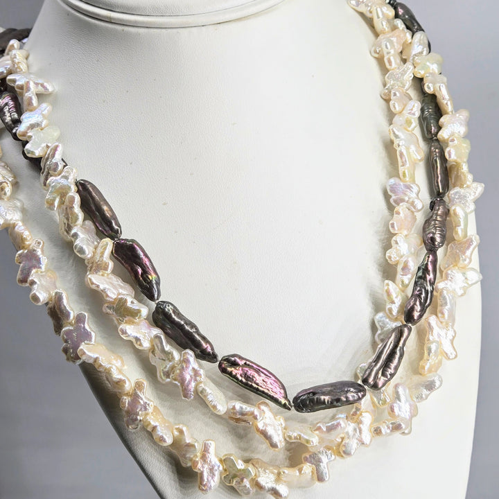 "Cross-My-Heart" 18" - 20" Necklace - Pearls, Sterling