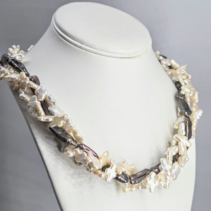 "Cross-My-Heart" 18" - 20" Necklace - Pearls, Sterling