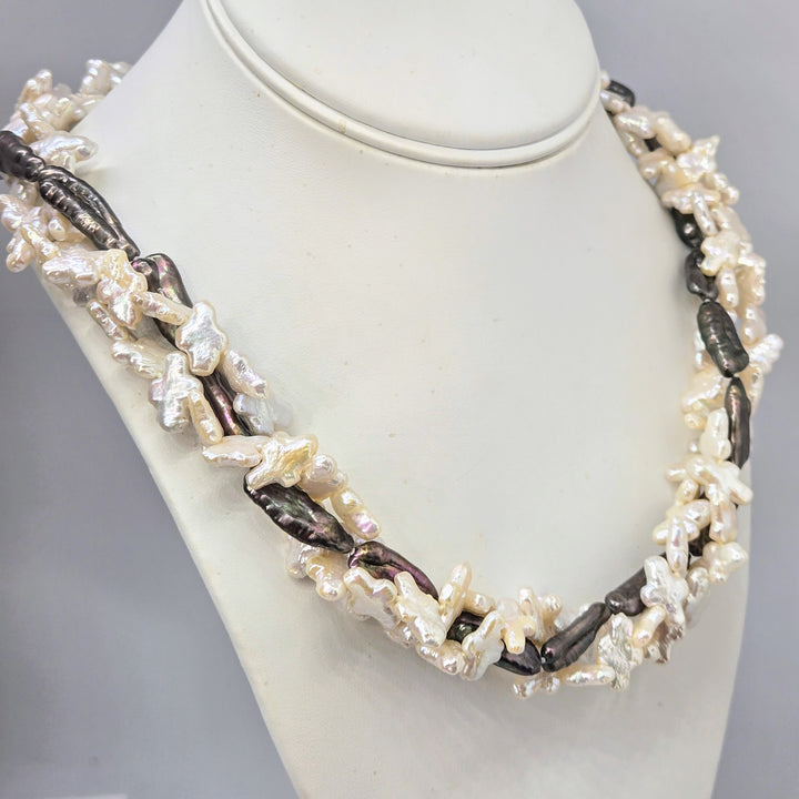 "Cross-My-Heart" 18" - 20" Necklace - Pearls, Sterling