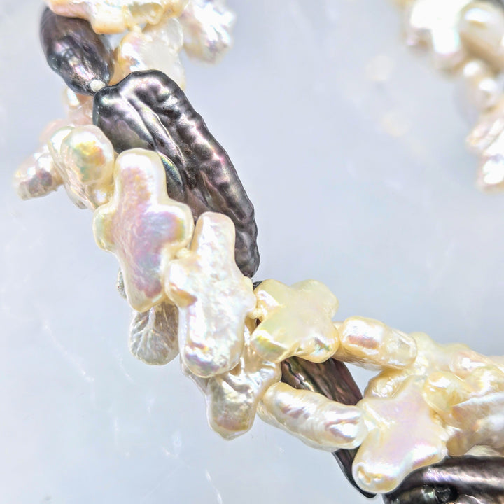 "Cross-My-Heart" 18" - 20" Necklace - Pearls, Sterling