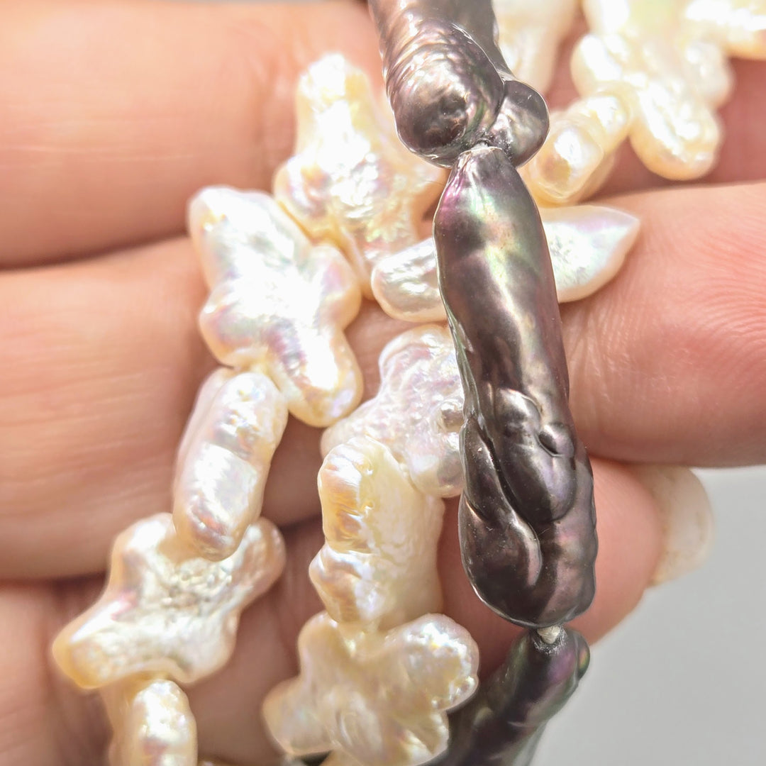 "Cross-My-Heart" 18" - 20" Necklace - Pearls, Sterling