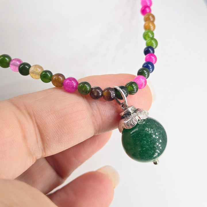 "Wood Nymph" 14" to 16" Necklace - Tourmaline, Onyx, Agate, Sterling