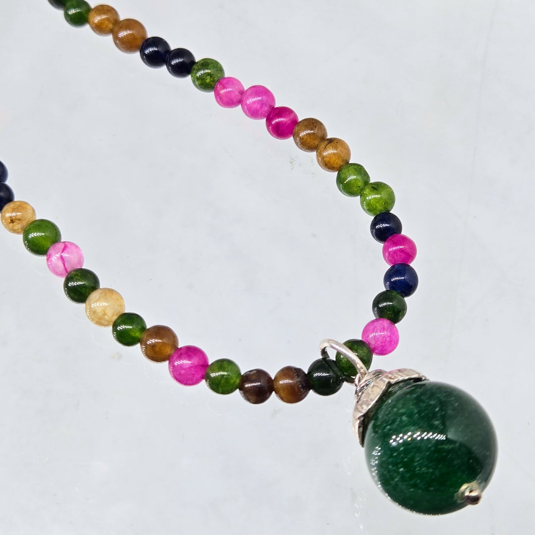 "Wood Nymph" 14" to 16" Necklace - Tourmaline, Onyx, Agate, Sterling