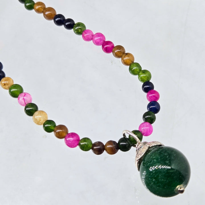 "Wood Nymph" 14" to 16" Necklace - Tourmaline, Onyx, Agate, Sterling