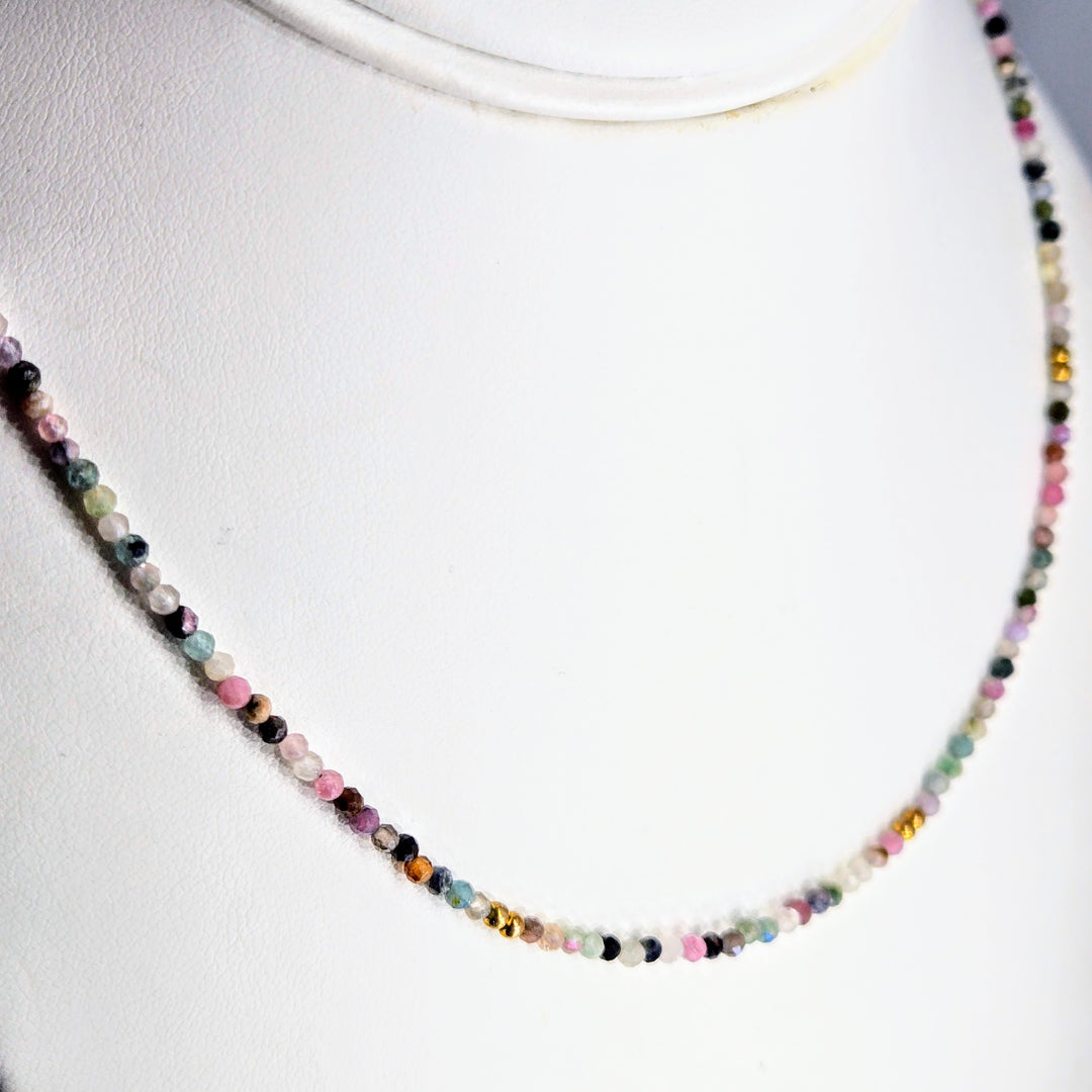 "Tourmaline Treasure Gem Strand" 16" to 18" Necklace - Tourmaline, Sterling