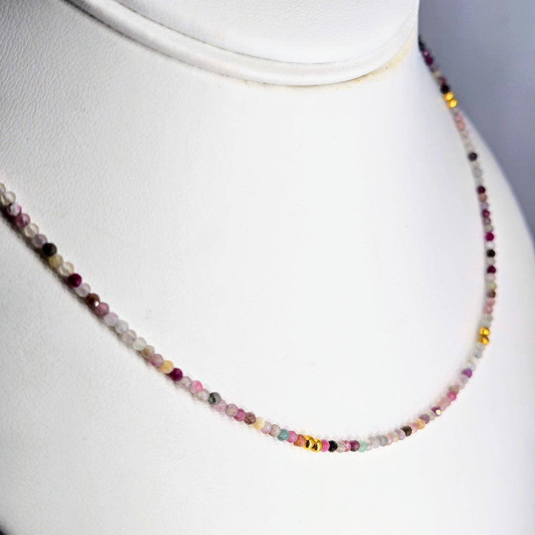 "Tourmaline Treasure Gem Strand" 16" to 18" Necklace - Tourmaline, Sterling
