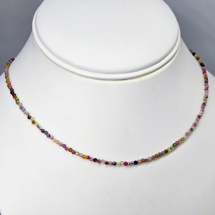 "Tourmaline Treasure Gem Strand" 16" to 18" Necklace - Tourmaline, Sterling