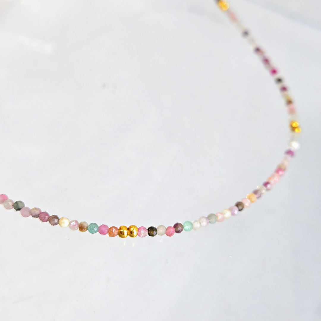 "Tourmaline Treasure Gem Strand" 16" to 18" Necklace - Tourmaline, Sterling