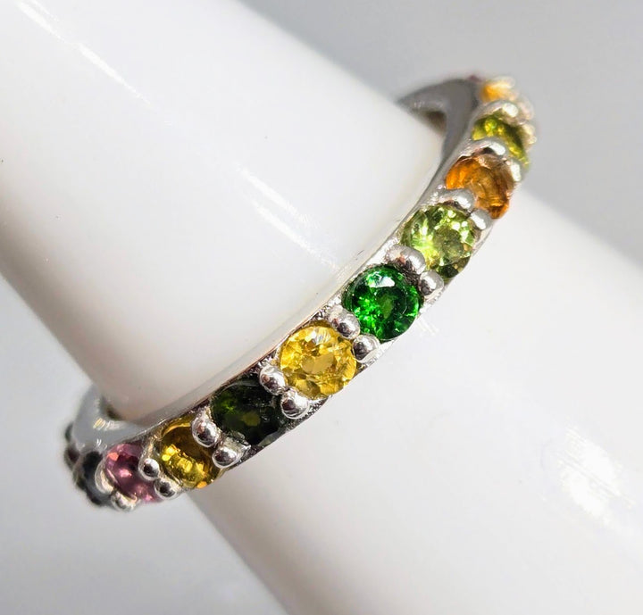 "The Band" Sz 7.5 Ring - Tourmaline, Sterling
