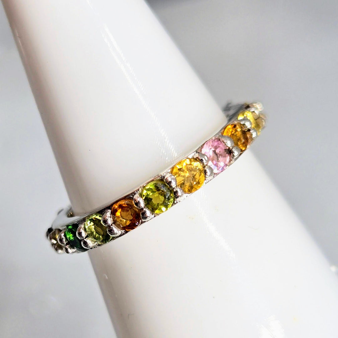 "The Band" Sz 7.5 Ring - Tourmaline, Sterling