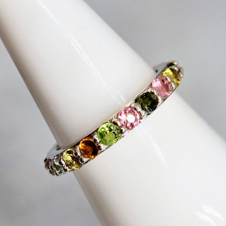 "The Band" Sz 7.5 Ring - Tourmaline, Sterling