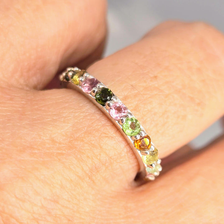 "The Band" Sz 7.5 Ring - Tourmaline, Sterling