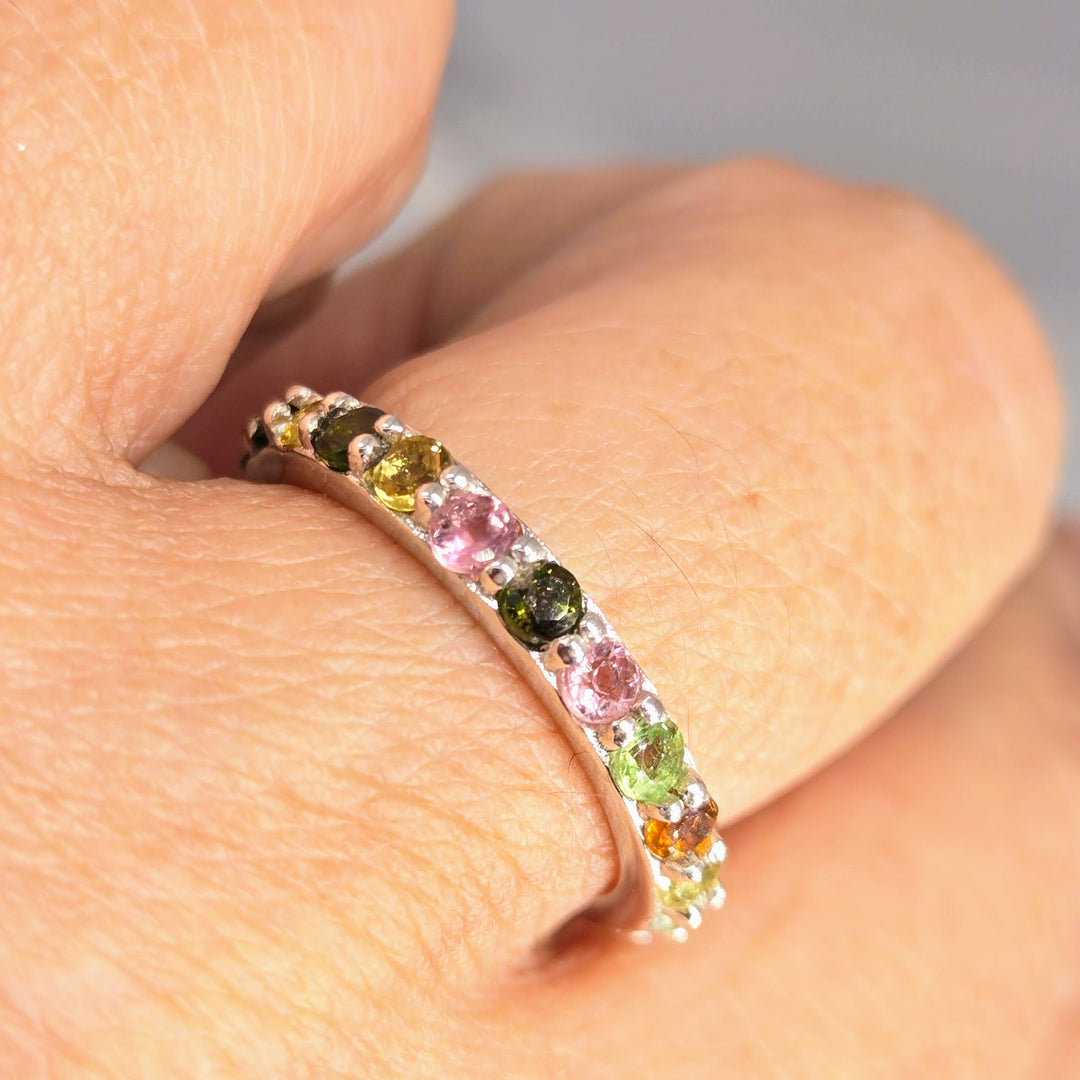 "The Band" Sz 7.5 Ring - Tourmaline, Sterling