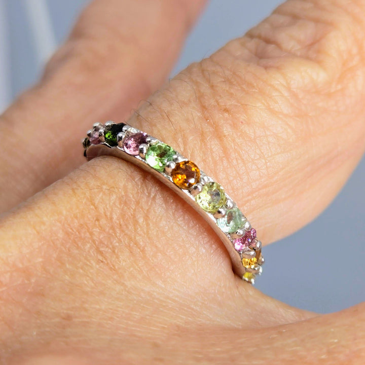 "The Band" Sz 7.5 Ring - Tourmaline, Sterling