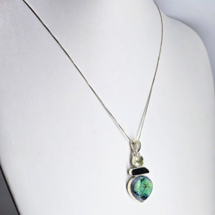"Verdantista" Pendant Necklace - Opal, Prasiolite, Tourmaline, Sterling