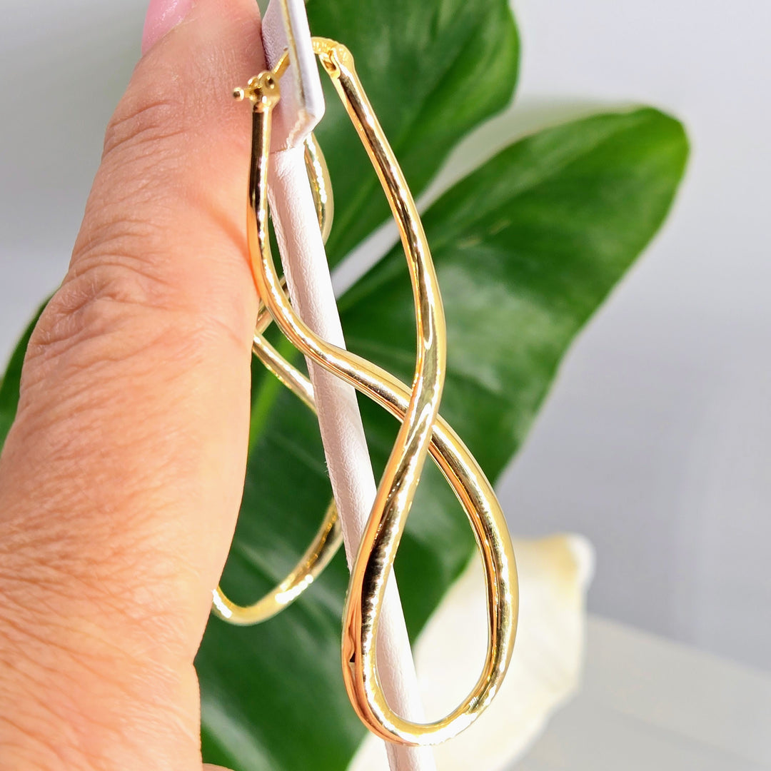 "Smooth Infinity" 3" Earrings - Anti-tarnish 18k Gold Sterling
