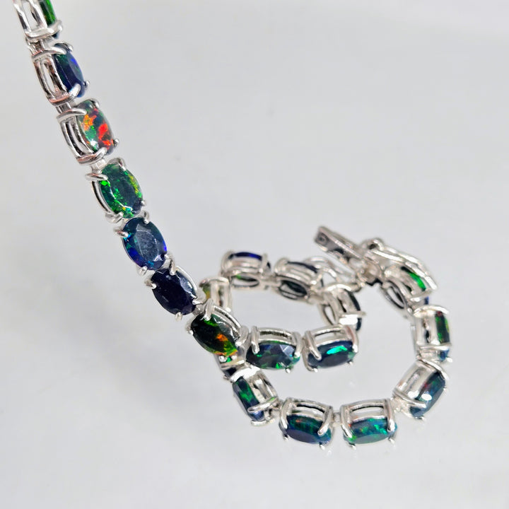 "Flash In The Dark" 7.25" Bracelet - Opal, Anti-tarnish Sterling