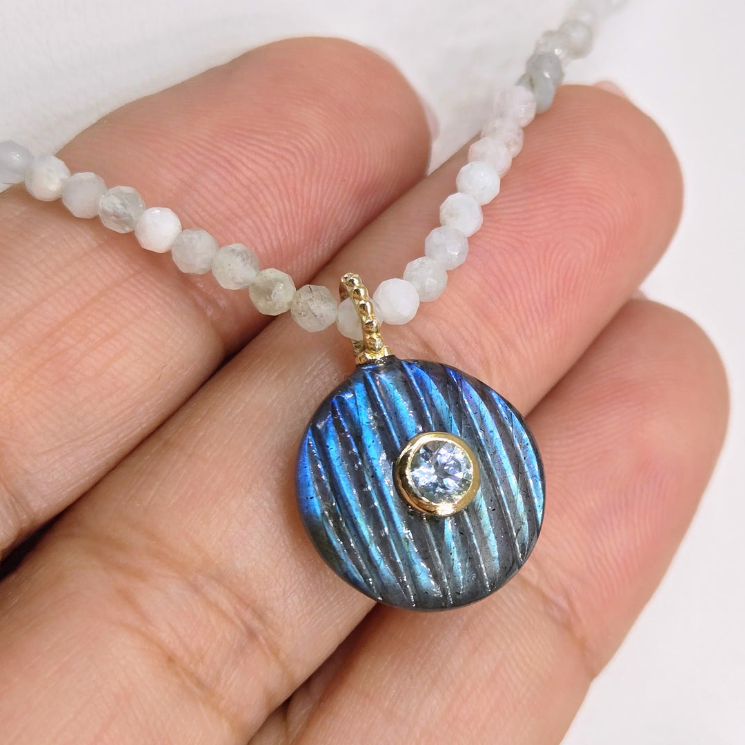 "Candy Necklace #1" 16" - 18" Necklace - Labradorite, Topaz, Aquamarine, Sterling