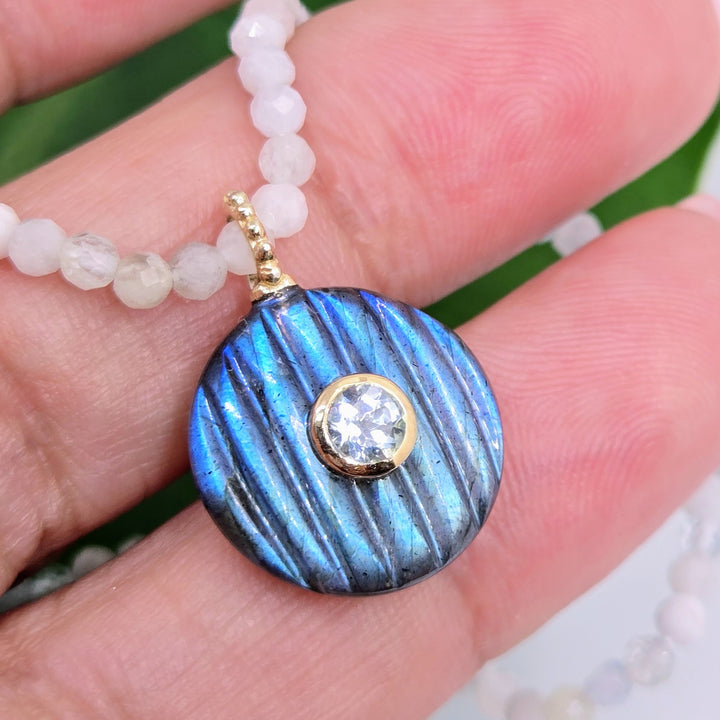 "Candy Necklace #1" 16" - 18" Necklace - Labradorite, Topaz, Aquamarine, Sterling