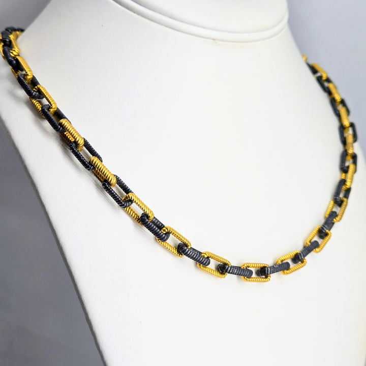 "The Links" Up to 19" Necklace - 18k & Black Rhodium Plated Jeweler's Brass