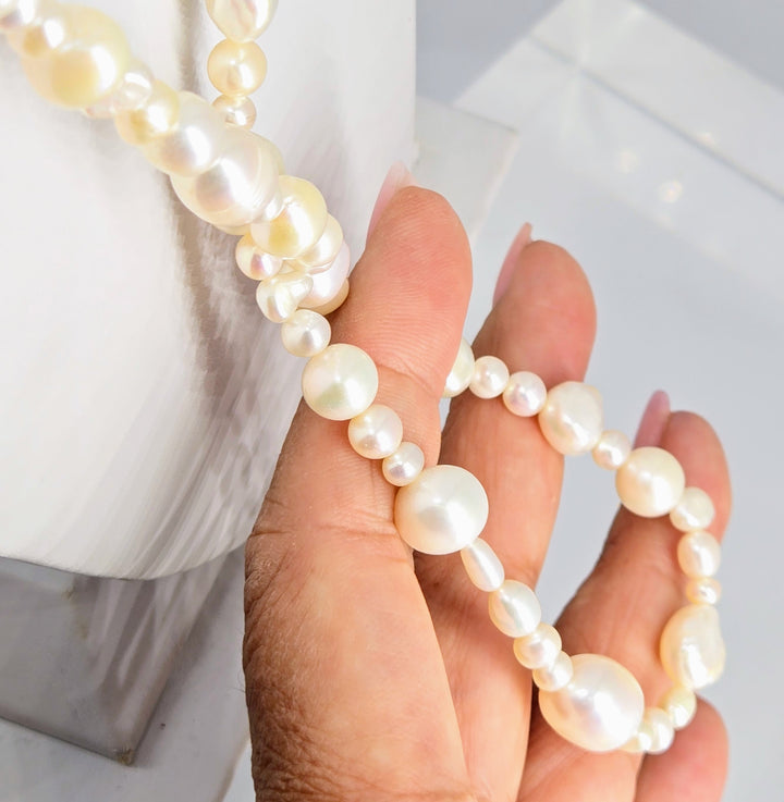 "Clutching Pearls" 36" Necklace - Pearls, Enhancer Clip