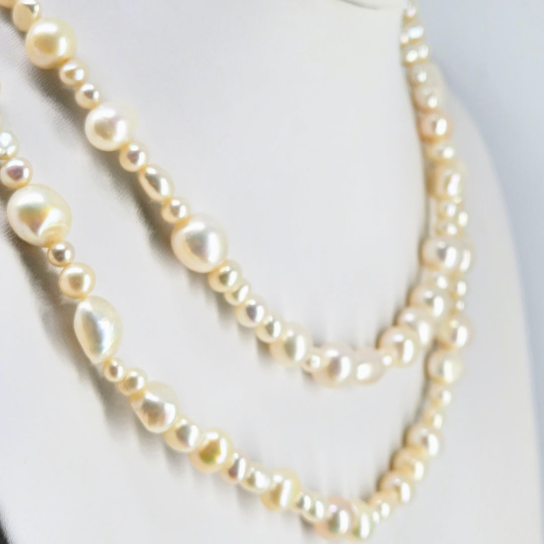 "Clutching Pearls" 36" Necklace - Pearls, Enhancer Clip