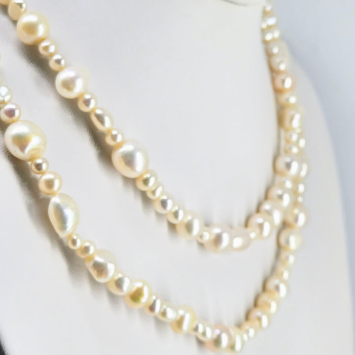 "Clutching Pearls" 36" Necklace - Pearls, Enhancer Clip