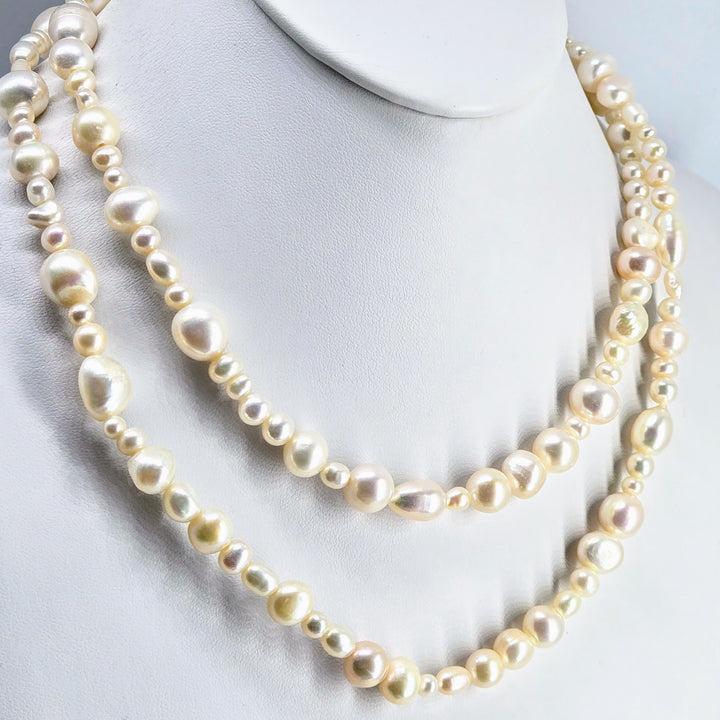 "Clutching Pearls" 36" Necklace - Pearls, Enhancer Clip